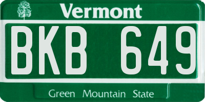 VT license plate BKB649