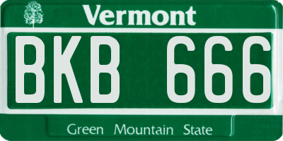 VT license plate BKB666