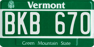 VT license plate BKB670