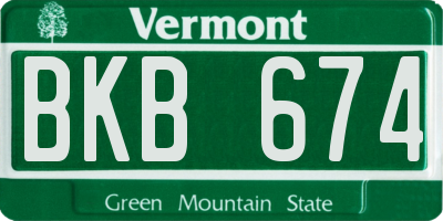VT license plate BKB674