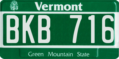 VT license plate BKB716