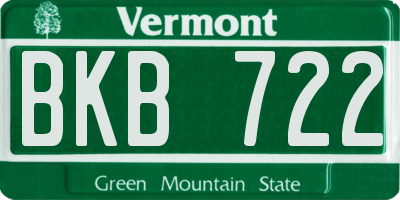 VT license plate BKB722