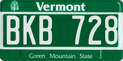 VT license plate BKB728