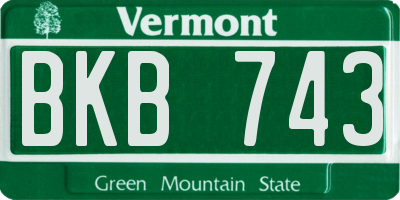VT license plate BKB743