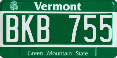 VT license plate BKB755