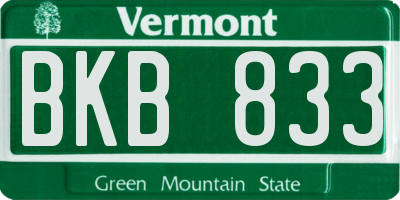VT license plate BKB833