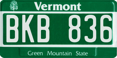 VT license plate BKB836