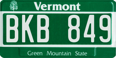 VT license plate BKB849