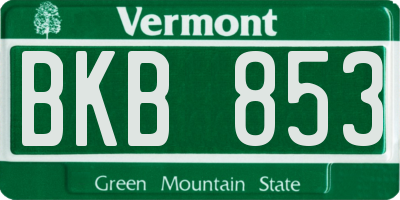 VT license plate BKB853