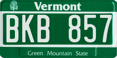 VT license plate BKB857