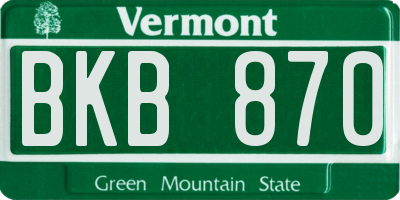 VT license plate BKB870