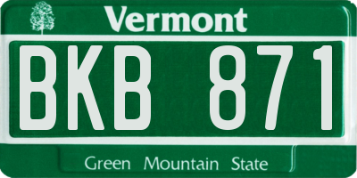 VT license plate BKB871