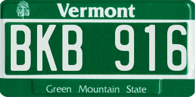 VT license plate BKB916