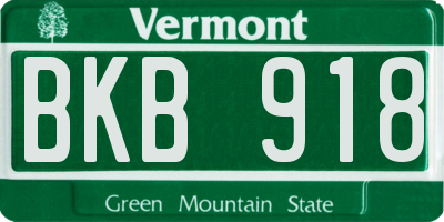VT license plate BKB918