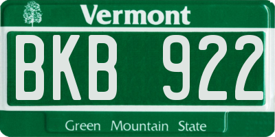 VT license plate BKB922