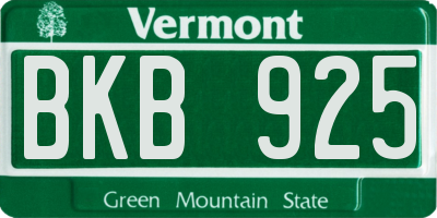 VT license plate BKB925