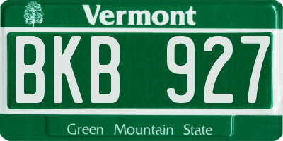 VT license plate BKB927