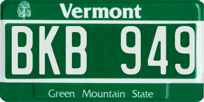 VT license plate BKB949