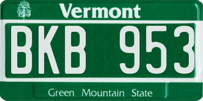 VT license plate BKB953