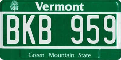 VT license plate BKB959