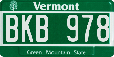 VT license plate BKB978
