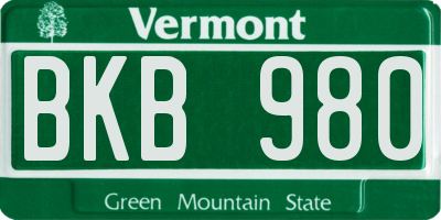 VT license plate BKB980