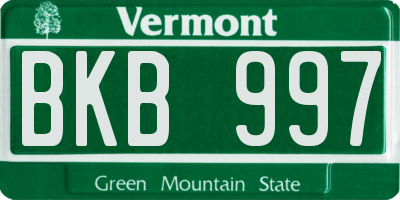 VT license plate BKB997