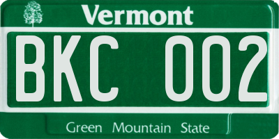 VT license plate BKC002