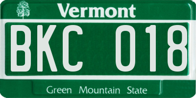VT license plate BKC018