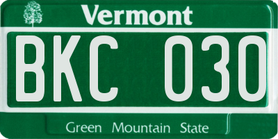 VT license plate BKC030