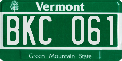 VT license plate BKC061