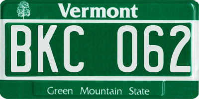 VT license plate BKC062