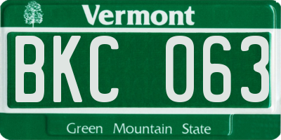 VT license plate BKC063