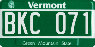 VT license plate BKC071