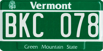 VT license plate BKC078