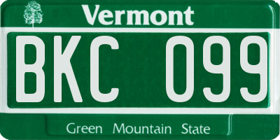 VT license plate BKC099