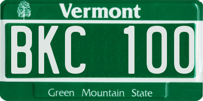 VT license plate BKC100