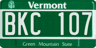 VT license plate BKC107