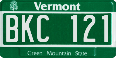 VT license plate BKC121