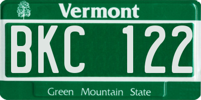 VT license plate BKC122