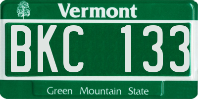 VT license plate BKC133