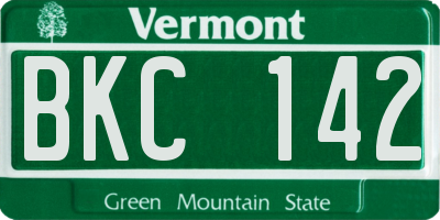 VT license plate BKC142