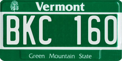 VT license plate BKC160