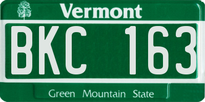VT license plate BKC163