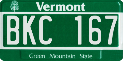 VT license plate BKC167