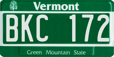 VT license plate BKC172