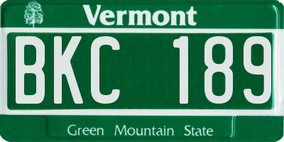 VT license plate BKC189