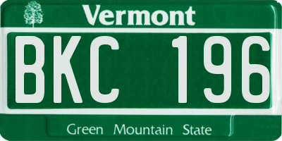 VT license plate BKC196