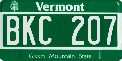 VT license plate BKC207