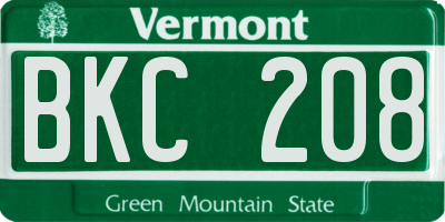 VT license plate BKC208